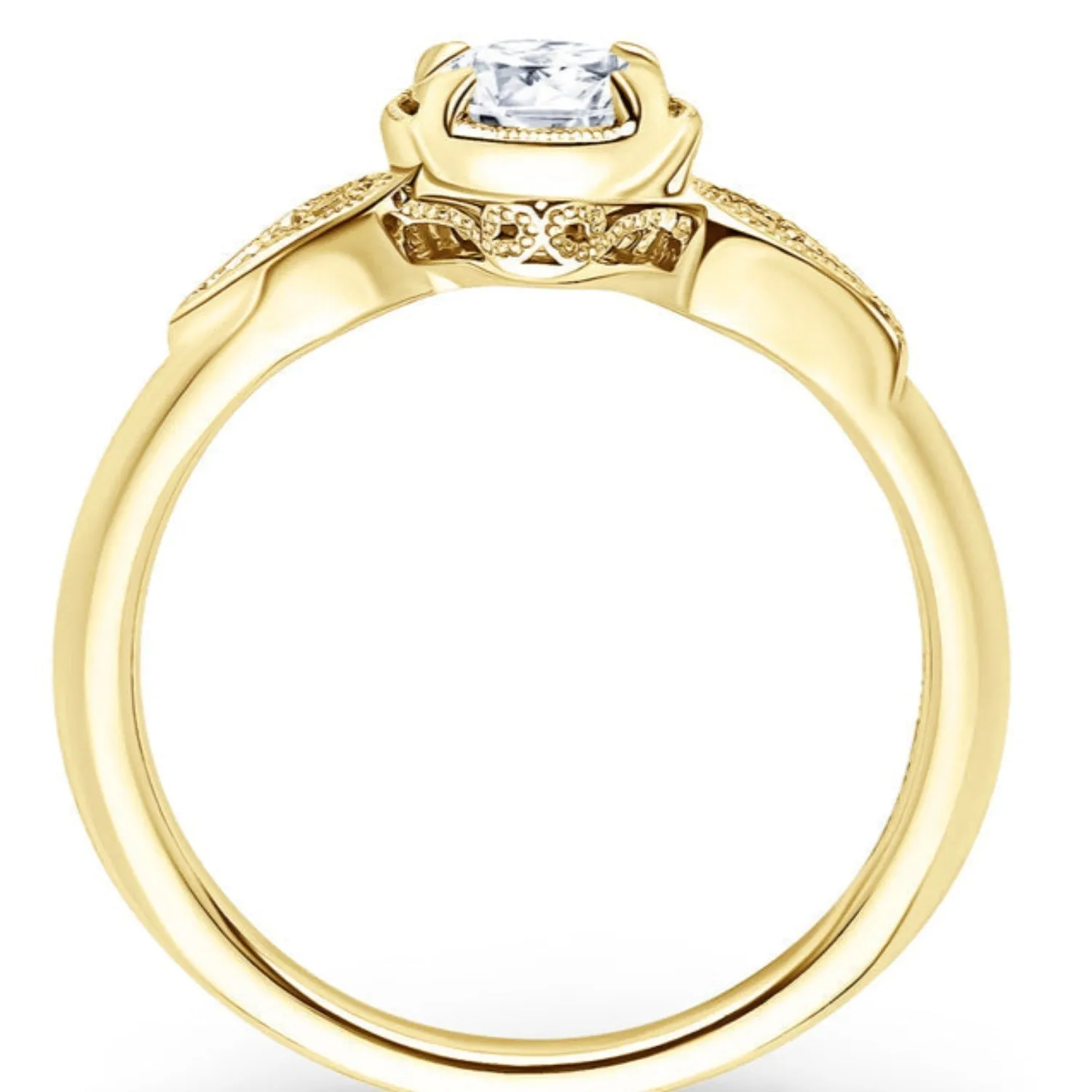 Kirk Kara "Rayana" Paisley Swirl Milgrain Halo Diamond Engagement Ring