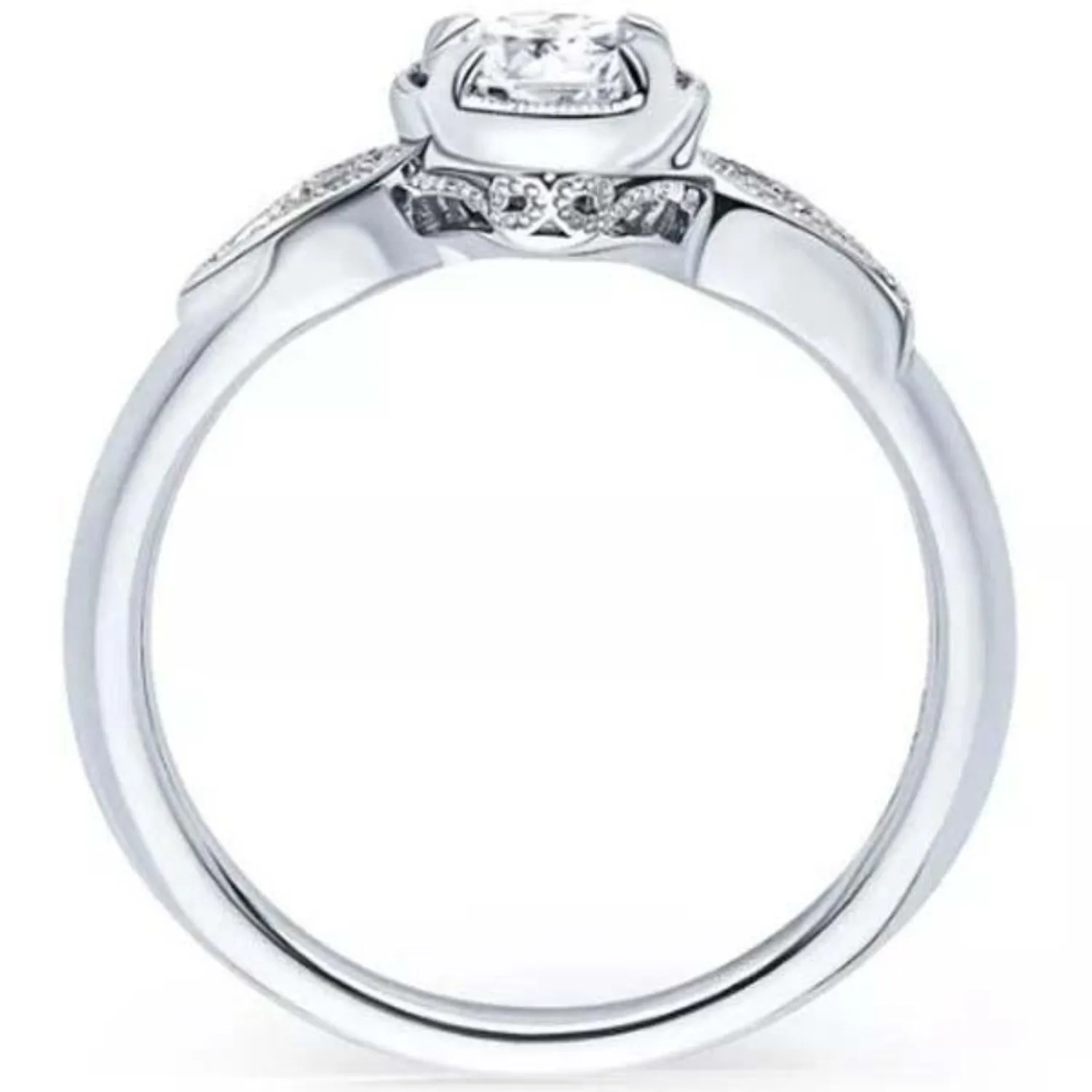 Kirk Kara "Rayana" Paisley Swirl Milgrain Halo Diamond Engagement Ring