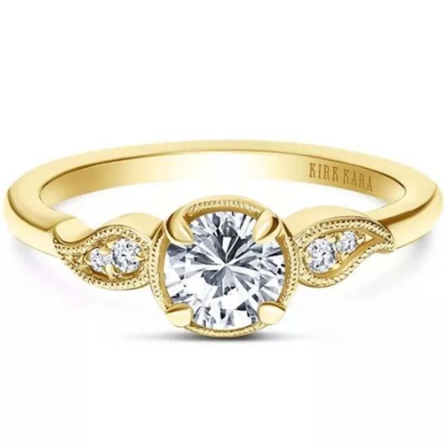 Kirk Kara "Rayana" Paisley Swirl Milgrain Halo Diamond Engagement Ring