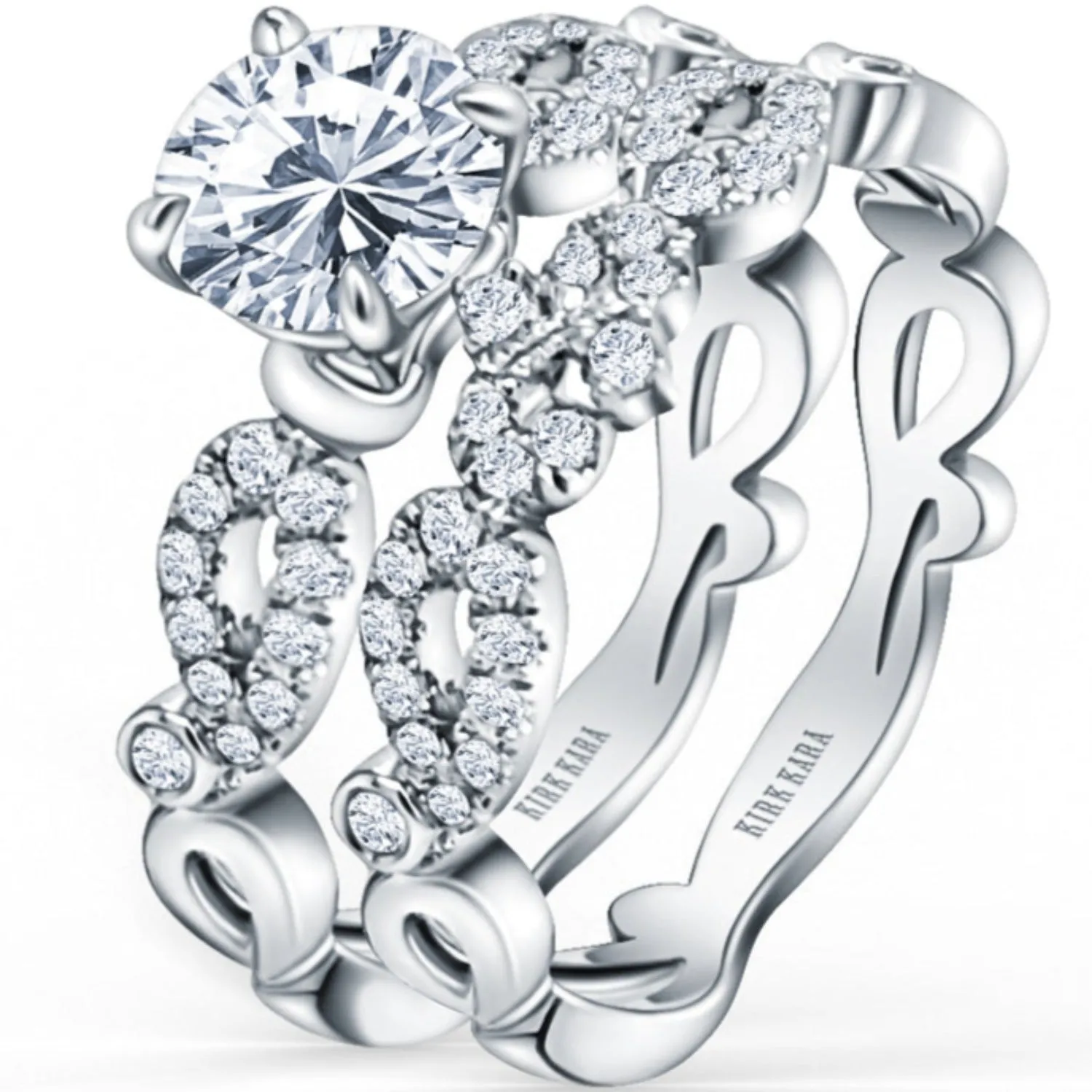 Kirk Kara "Rayana" Vintage Inspired Crown Diamond Wedding Band