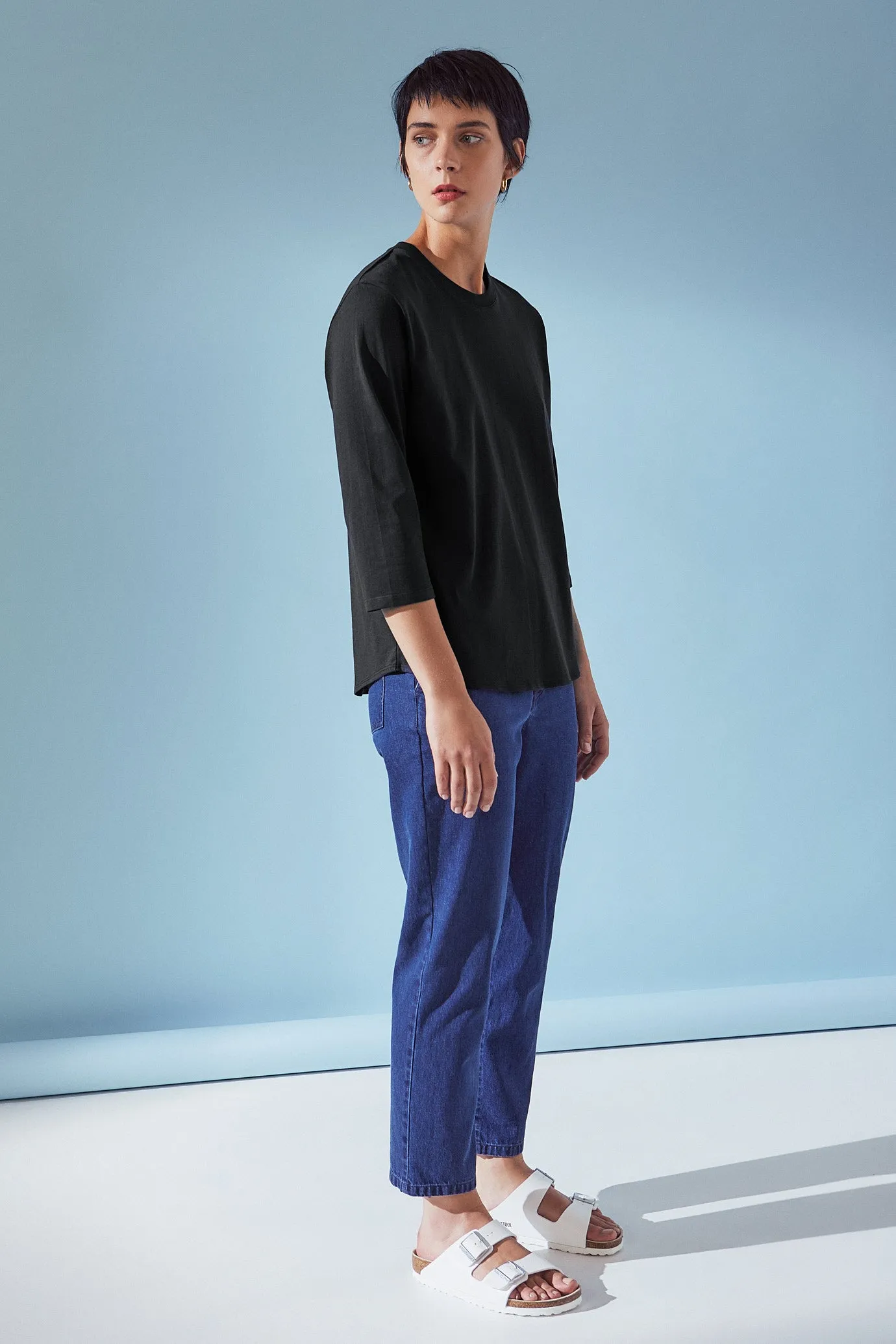 Kowtow Building Block Scoop Hem Tee - Black