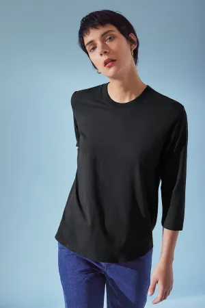 Kowtow Building Block Scoop Hem Tee - Black