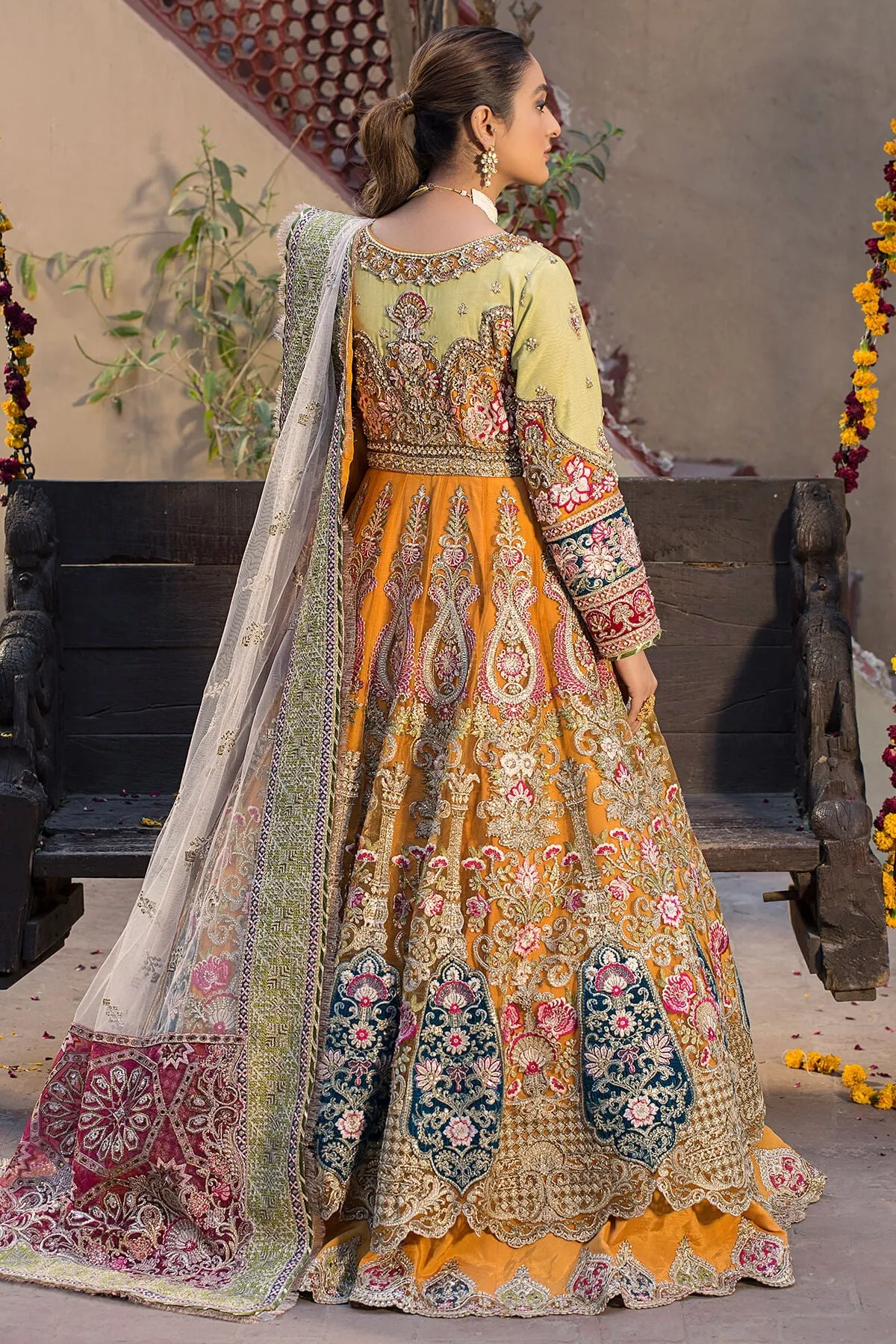 Latest Wedding Dress in Pishwas Frock Lehenga Style