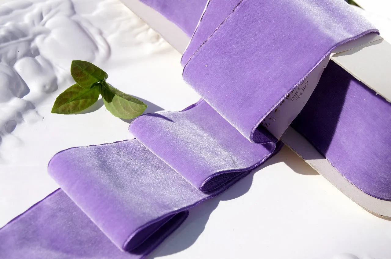 Lavender Velvet Ribbon Vintage from France 72mm
