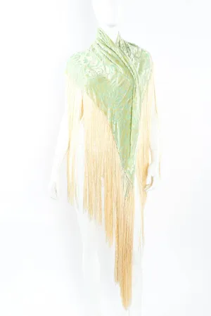 Leaf Floral Fringe Shawl