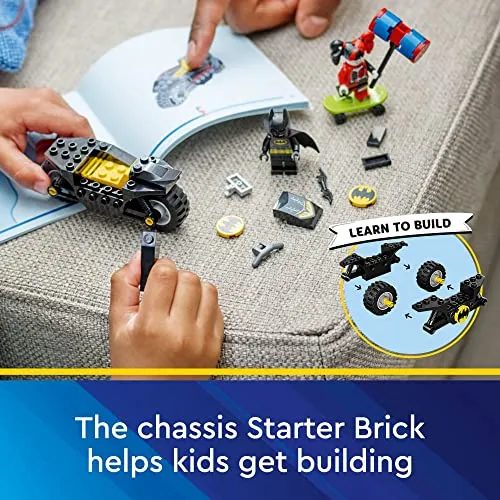 LEGO DC Batman Versus Harley Quinn 76220 Building Toy Set; a Super Hero on a Motorcycle and a Super Villain on a Skateboard; Includes a Batarang; Gift for Kids, Boys and Girls, Ages 4  (42 Pieces)