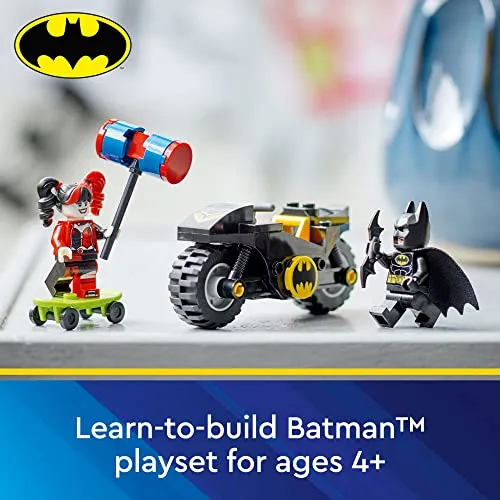 LEGO DC Batman Versus Harley Quinn 76220 Building Toy Set; a Super Hero on a Motorcycle and a Super Villain on a Skateboard; Includes a Batarang; Gift for Kids, Boys and Girls, Ages 4  (42 Pieces)