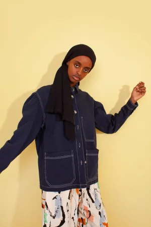 L.F. Markey Puff Sleeve Chore Coat - Navy Denim