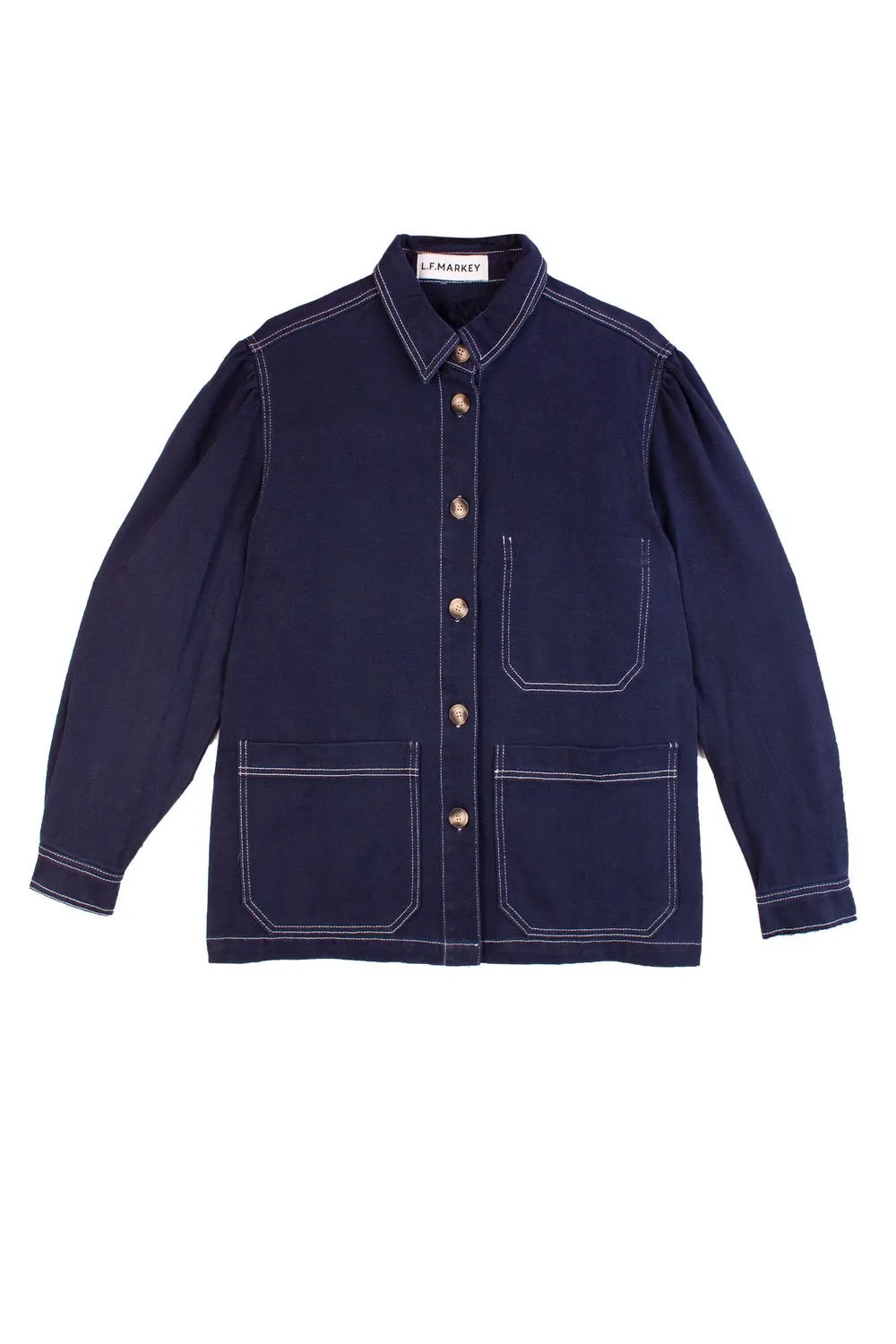 L.F. Markey Puff Sleeve Chore Coat - Navy Denim