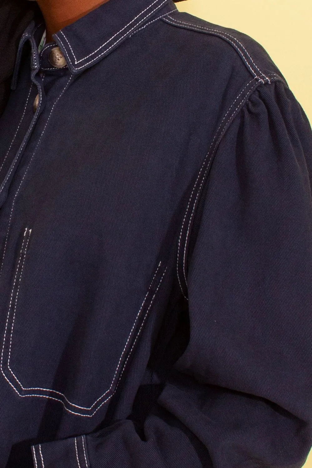 L.F. Markey Puff Sleeve Chore Coat - Navy Denim