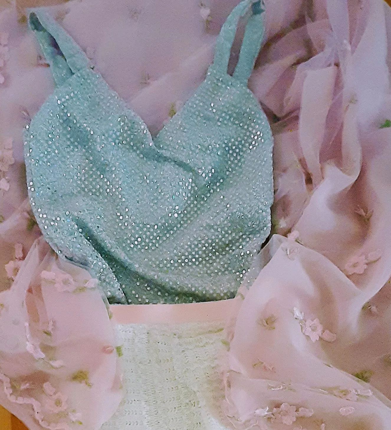 Light Rose Pink Chiffon Organza Shawl/Stola