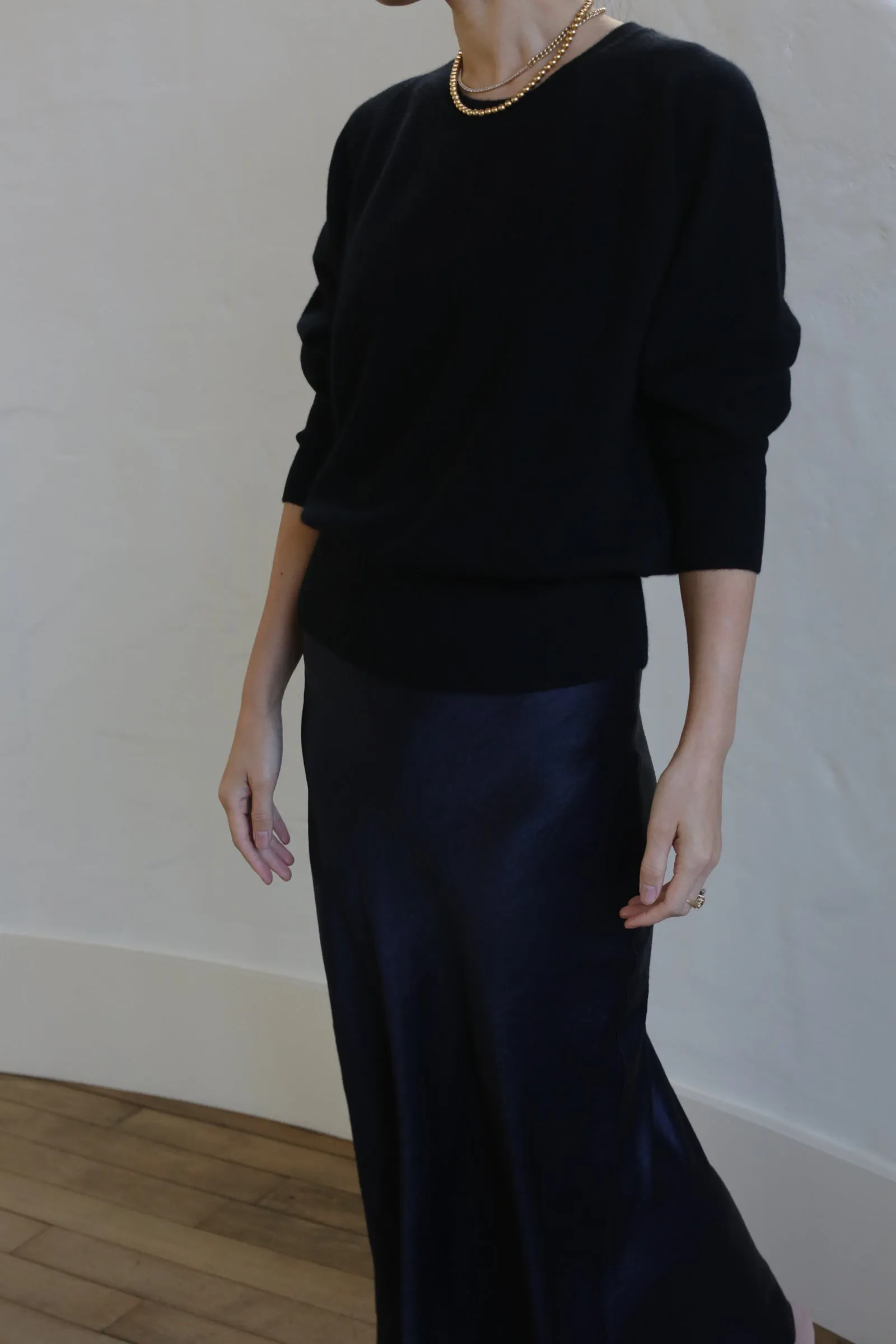Liquid Slip Dress Long | Midnight