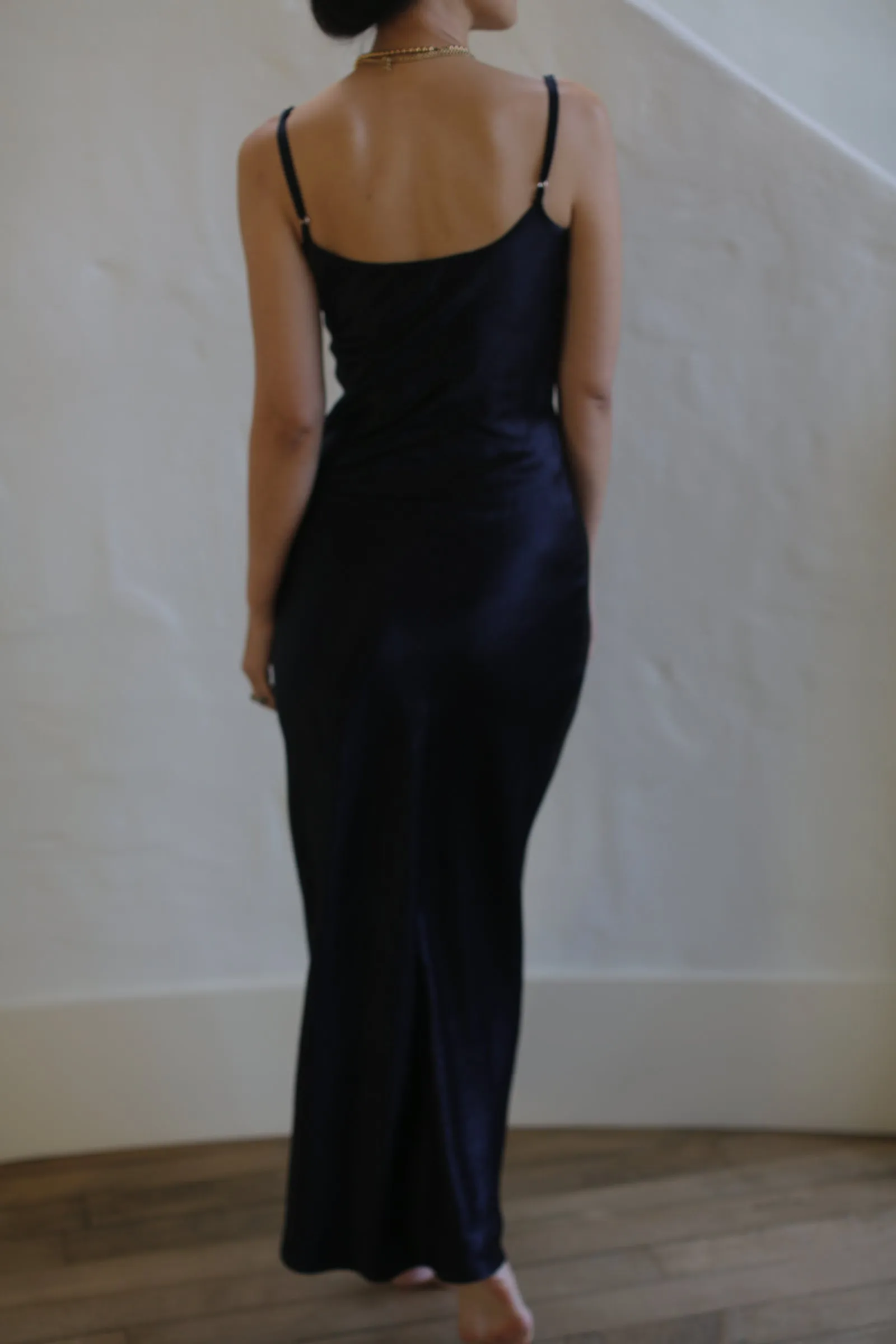 Liquid Slip Dress Long | Midnight