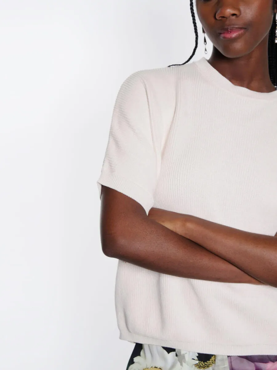 Lola Short Sleeve Jumper - Light Nude