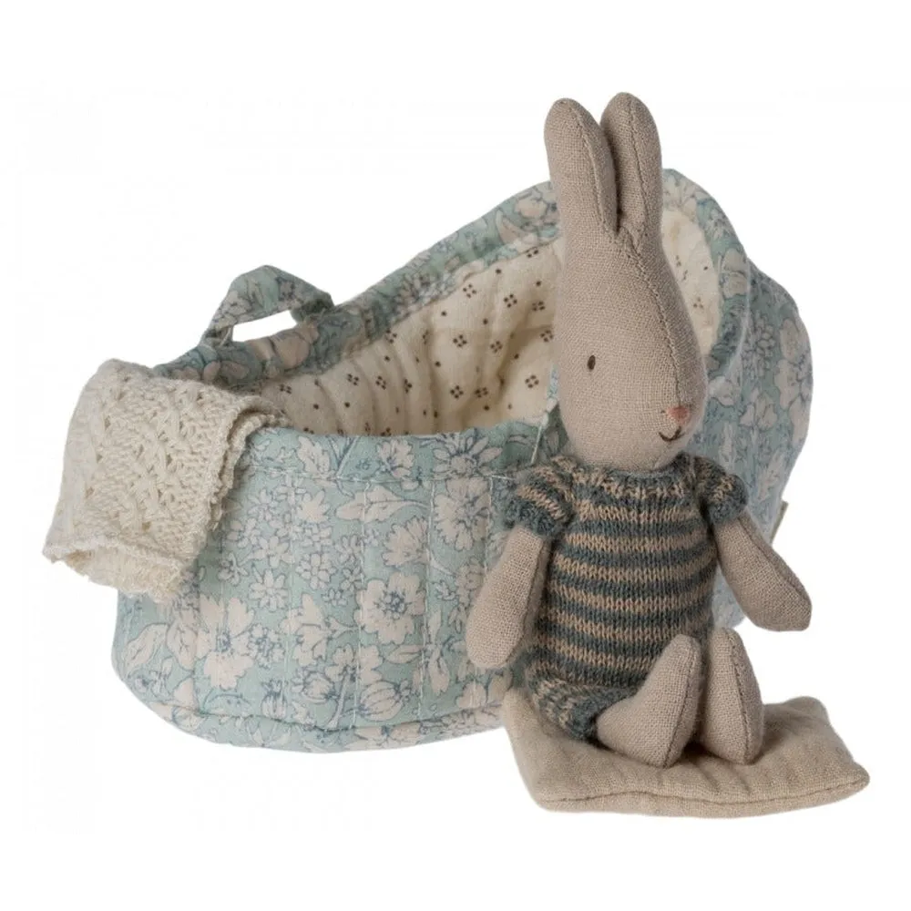 Maileg rabbit in carry cot - 3 assorted colours