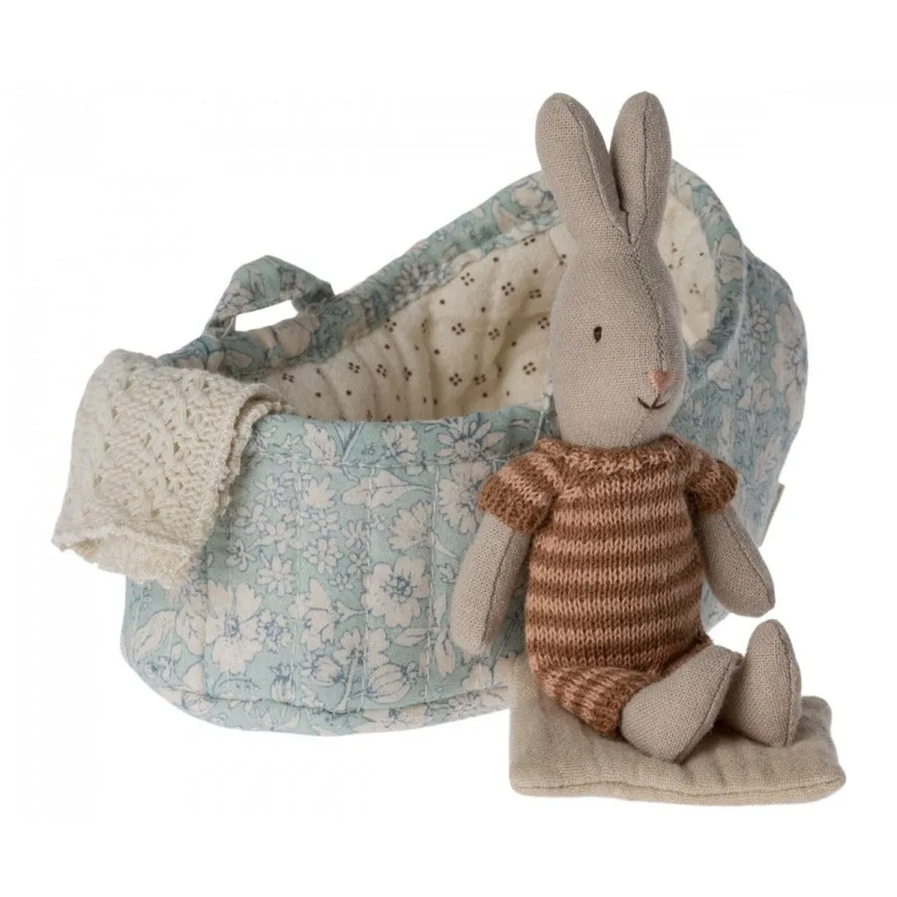 Maileg rabbit in carry cot - 3 assorted colours