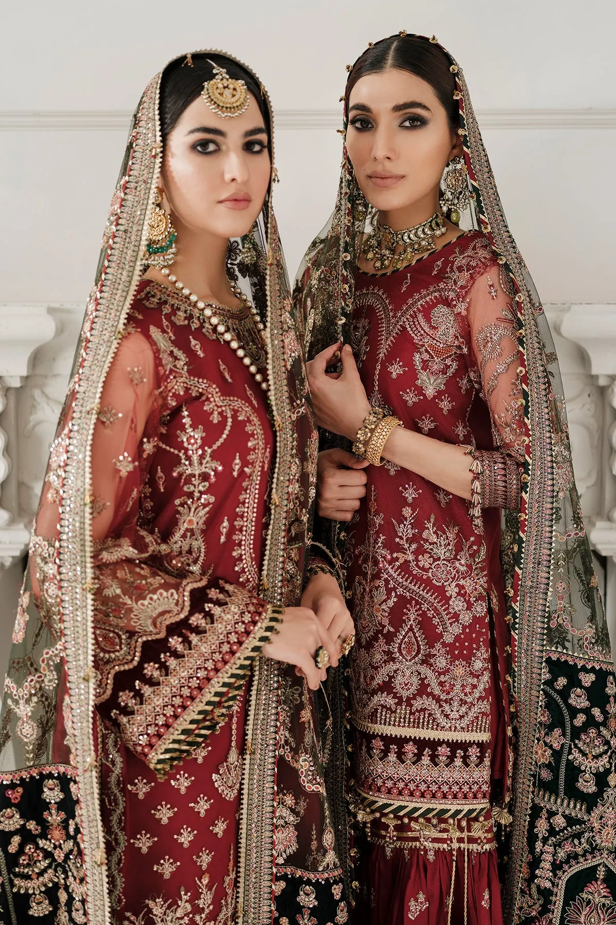 Maroon Red Kameez Trouser Style Pakistani Wedding Dress