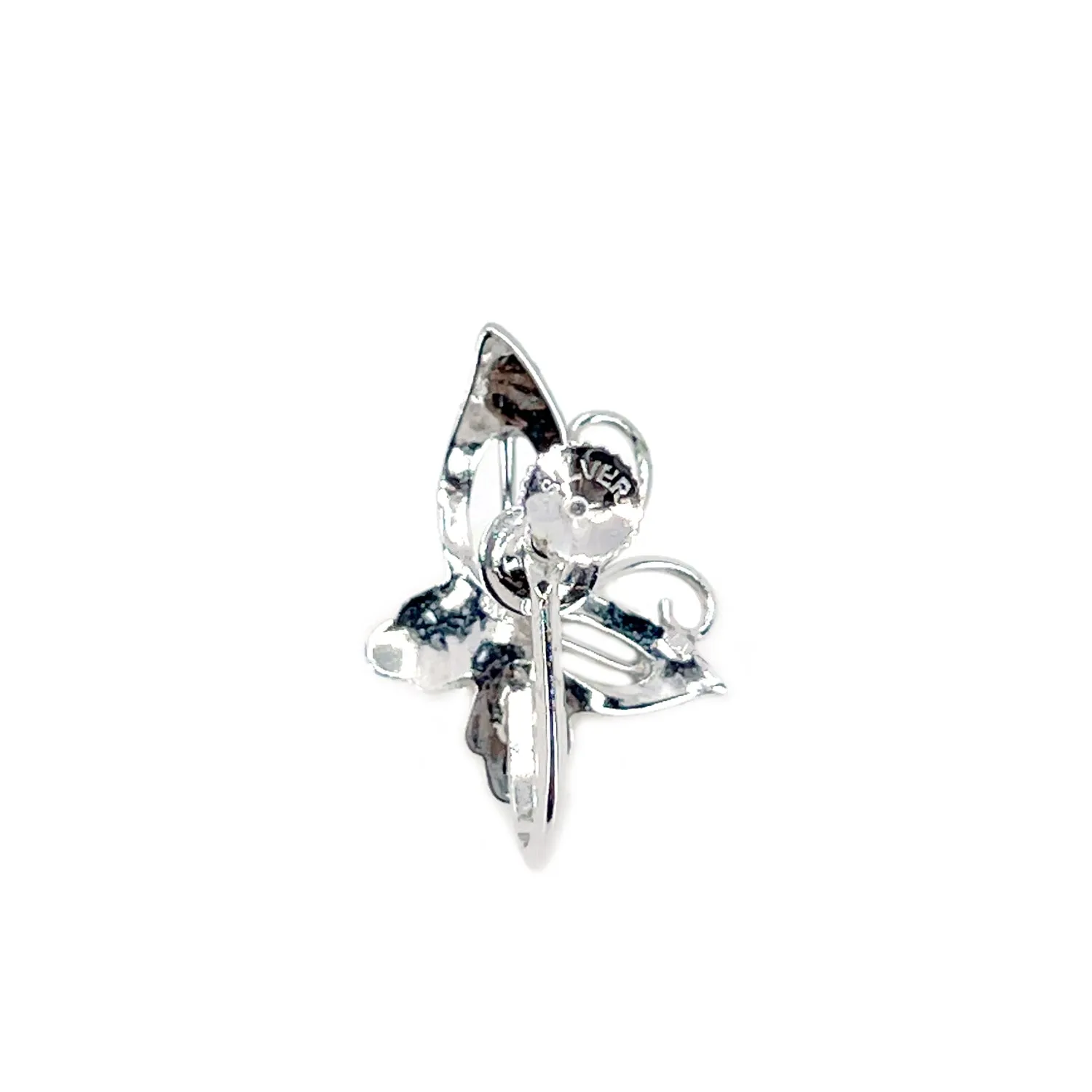 Maruwa Vintage Designer Akoya Saltwater Cultured Pearl Vintage Screwback Butterfly Earrings- Sterling Silver