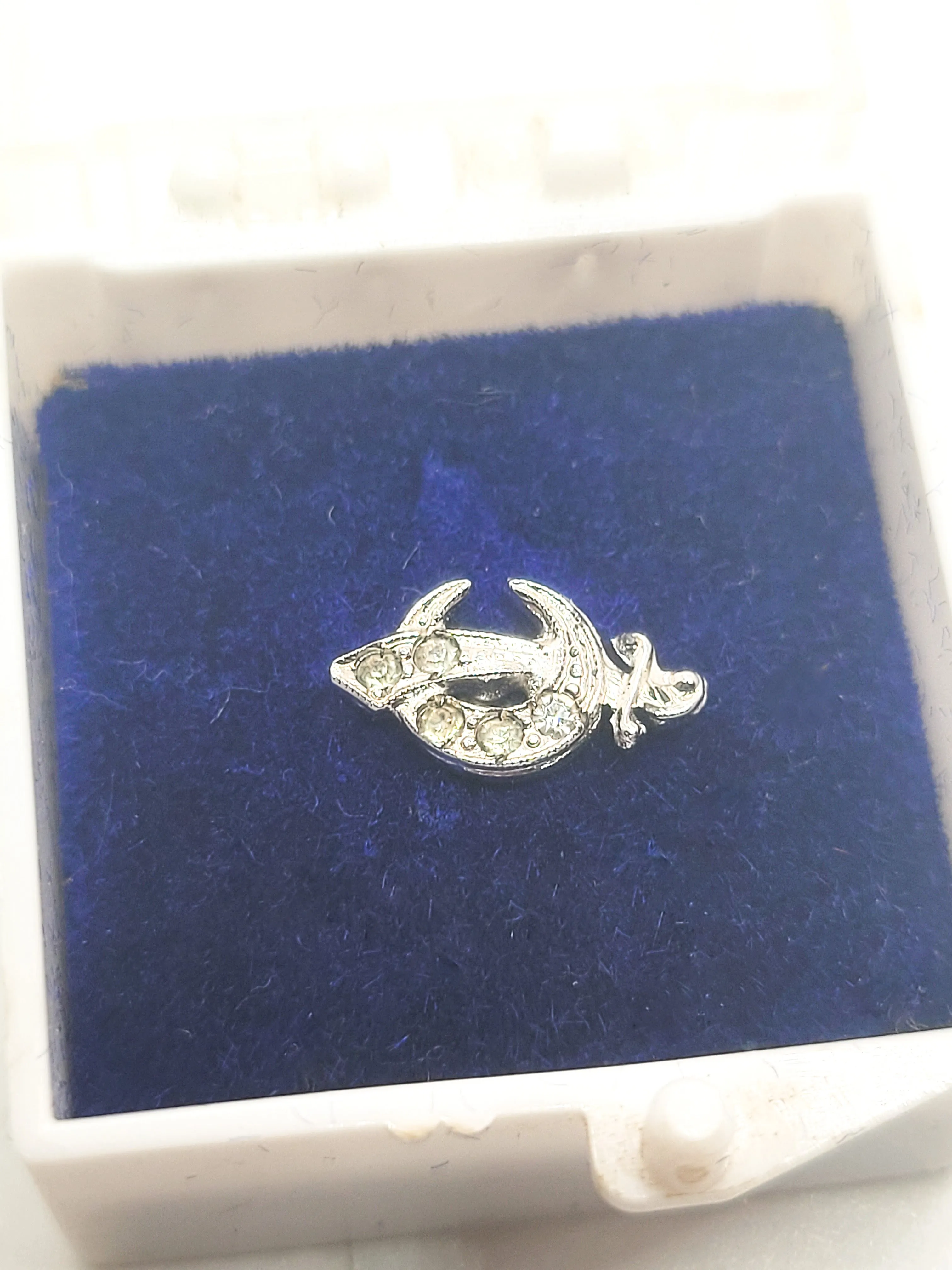 Masonic Shriner's sterling silver rhinestone vintage screw back lapel pin brooch in box