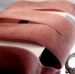 Mauve Rose Velvet Ribbon Vintage from France 22mm