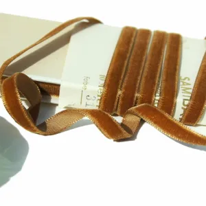 Medium Brown Velvet Ribbon Vintage from Germany 7mm