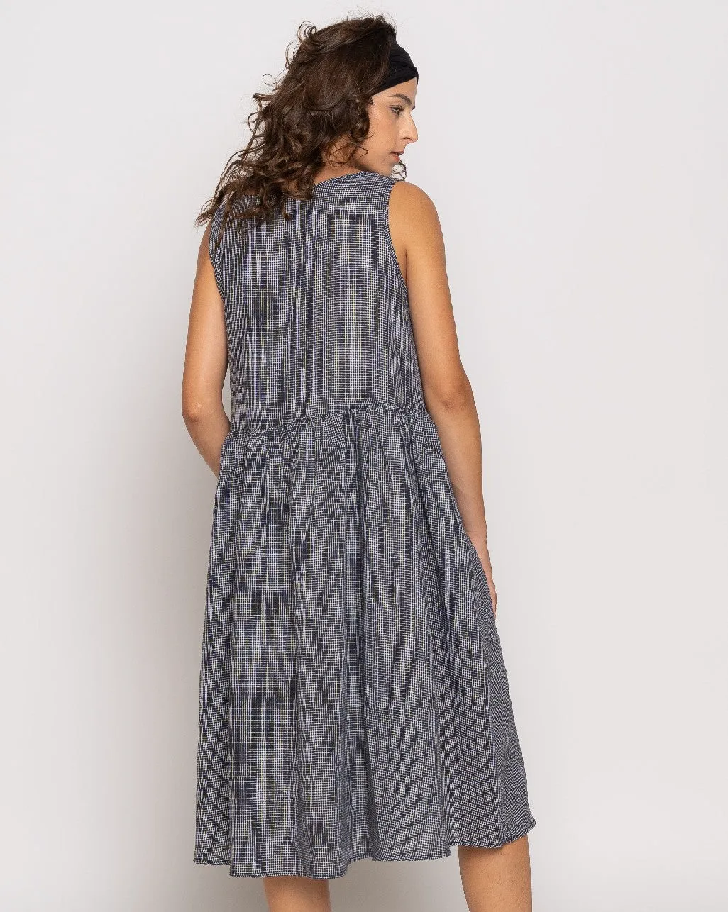 Micro Checker V-Neck Tank Dress