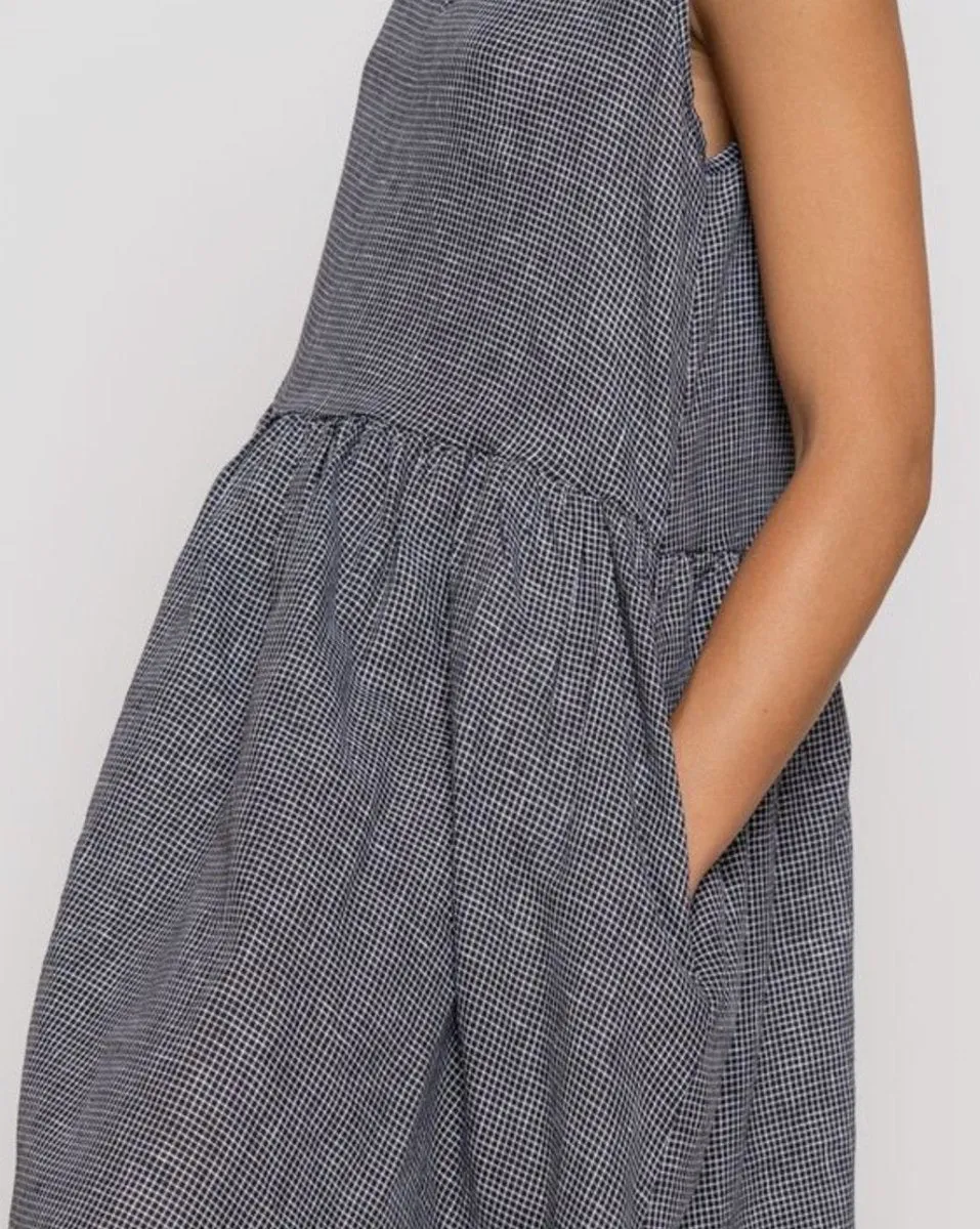 Micro Checker V-Neck Tank Dress