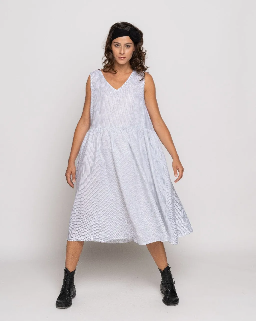 Micro Checker V-Neck Tank Dress