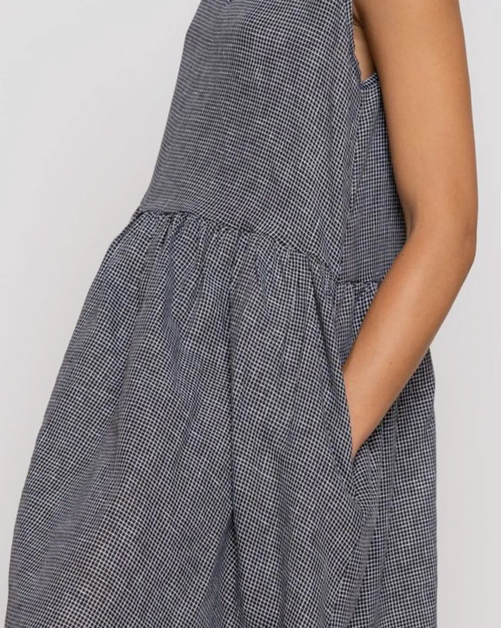 Micro Checker V-Neck Tank Dress