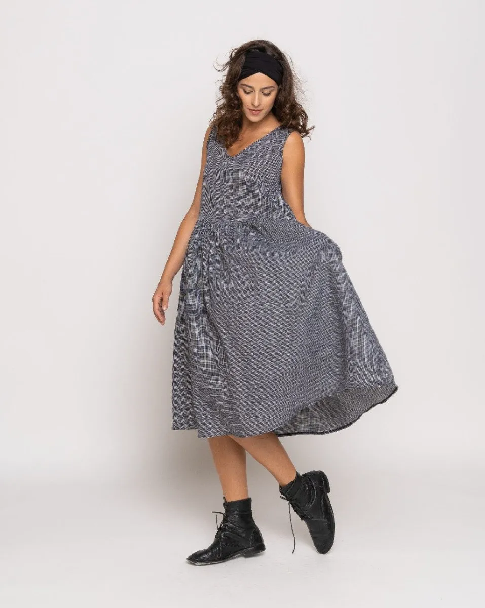 Micro Checker V-Neck Tank Dress