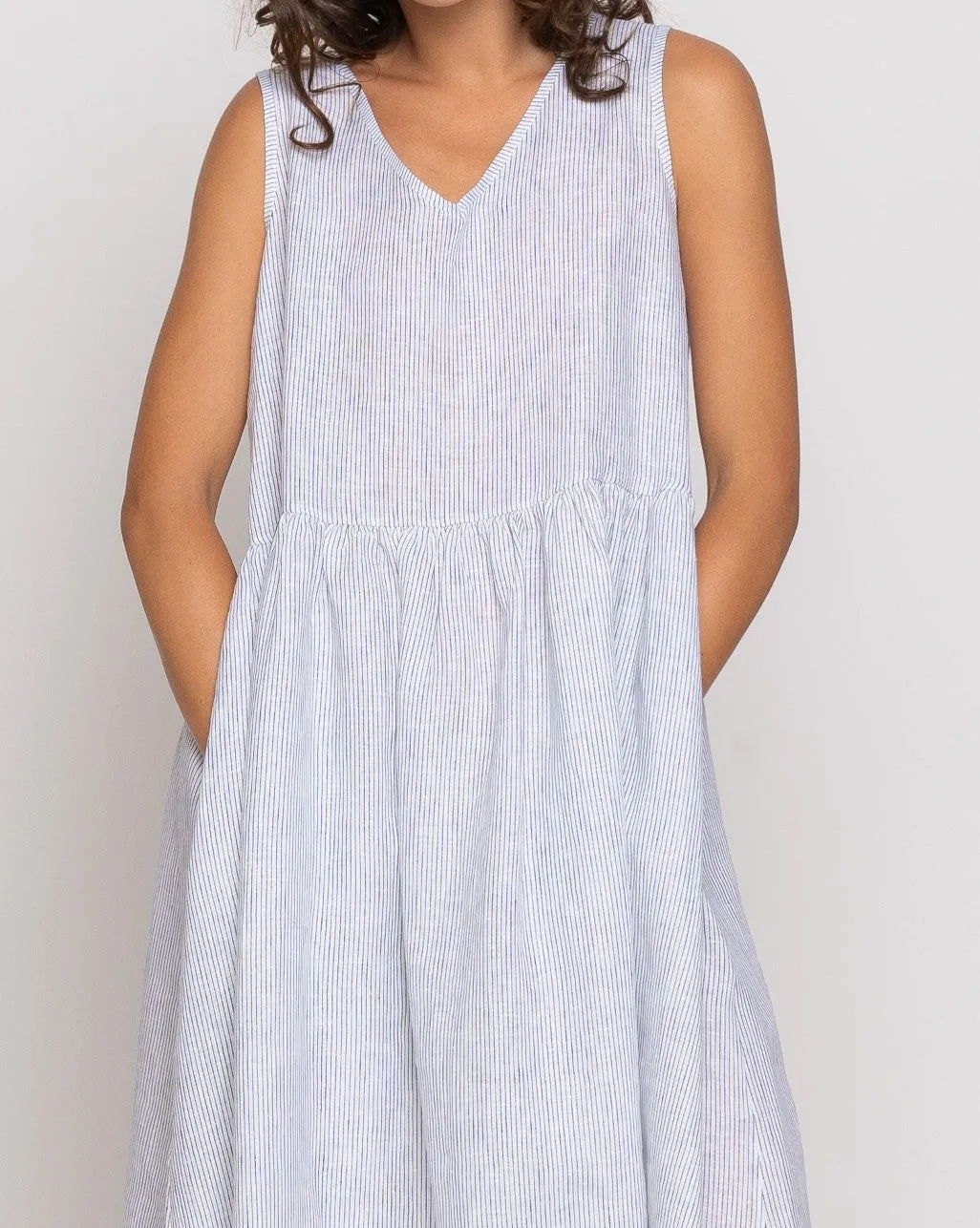 Micro Checker V-Neck Tank Dress
