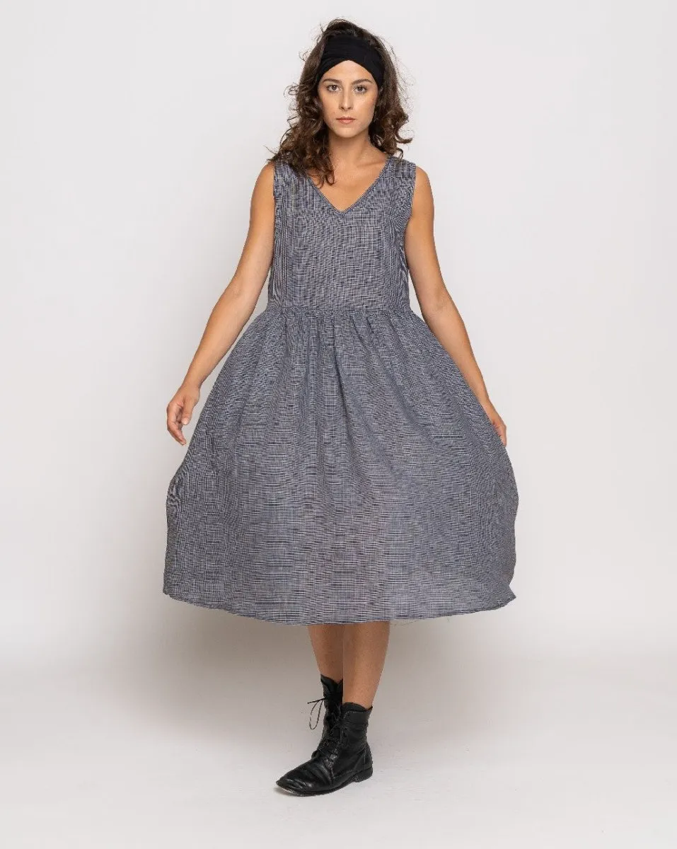 Micro Checker V-Neck Tank Dress
