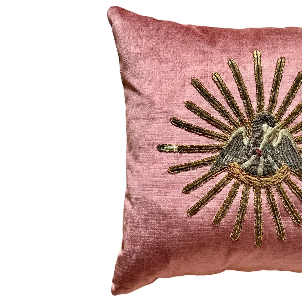 Mid 19th C. Ecclesiastic Metallic Silver and Gold Embroidery (#A040424 | 19 x 19")