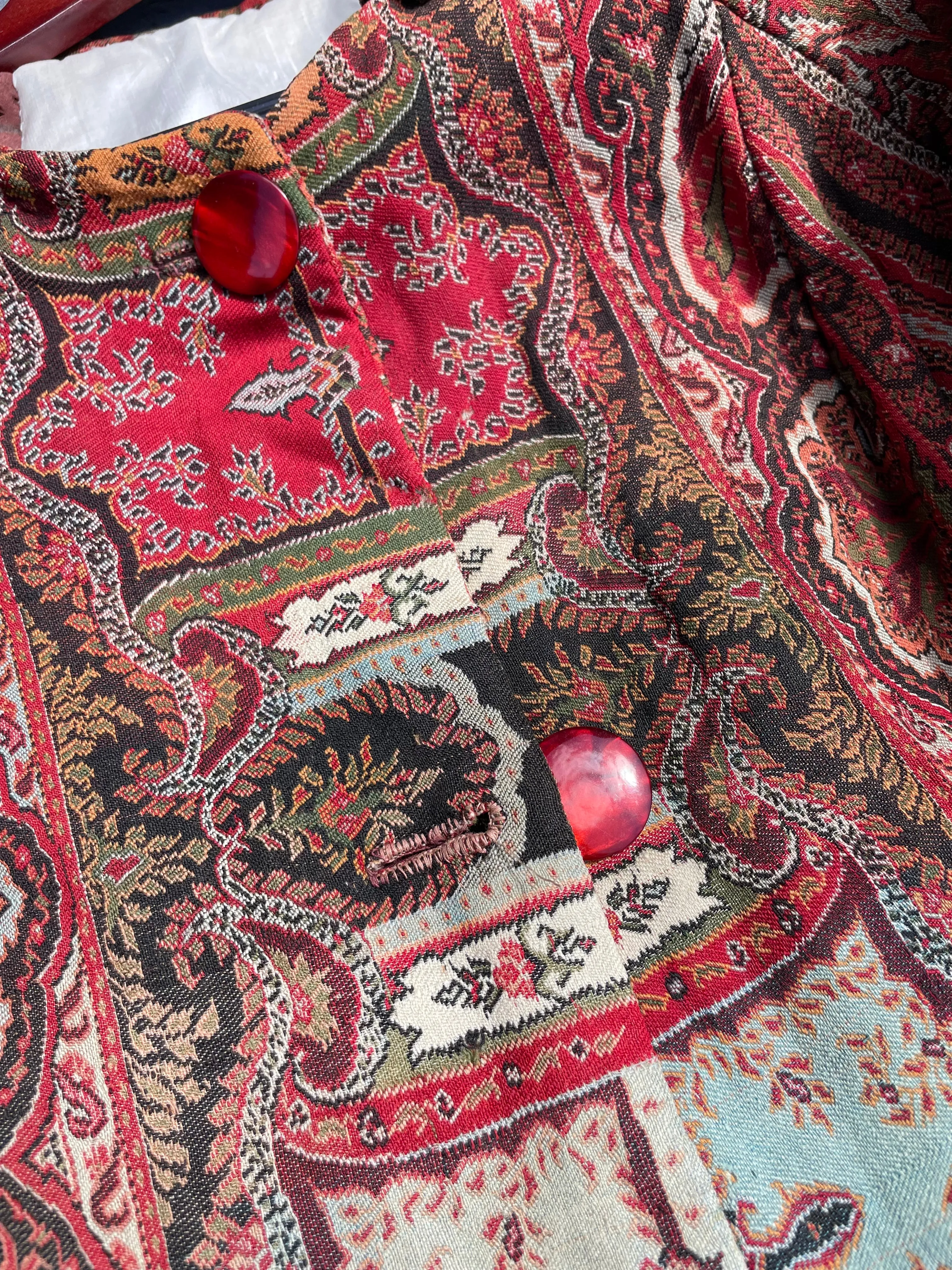 Mid Century Antique Paisley Shawl Turned Coat