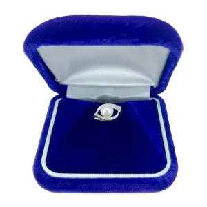 Mid-Century Modern Japanese Saltwater Akoya Cultured Pearl Tie Tac & Box- Sterling Silver