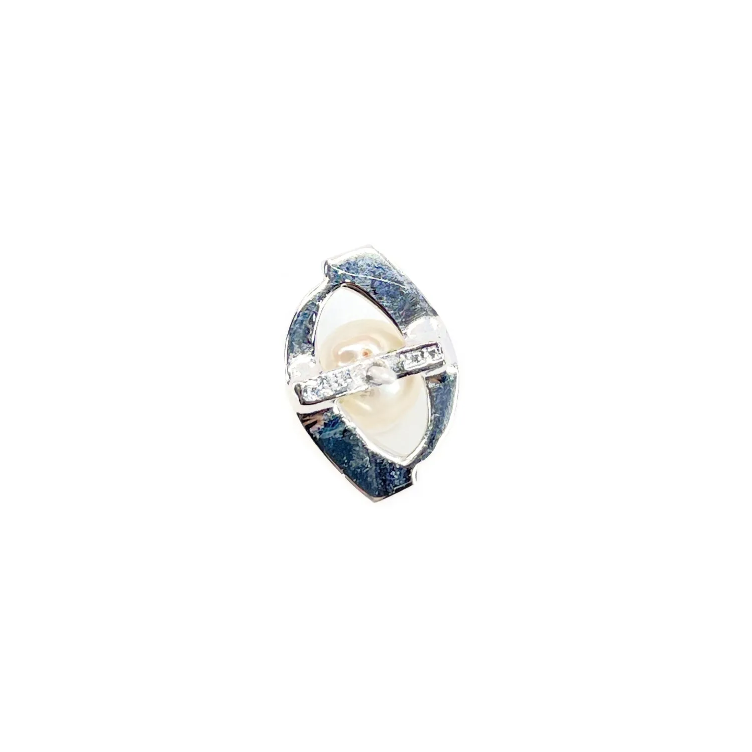 Mid-Century Modern Japanese Saltwater Akoya Cultured Pearl Tie Tac & Box- Sterling Silver