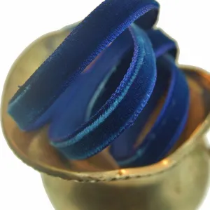 Midnight Blue Velvet Ribbon Vintage from France 7mm