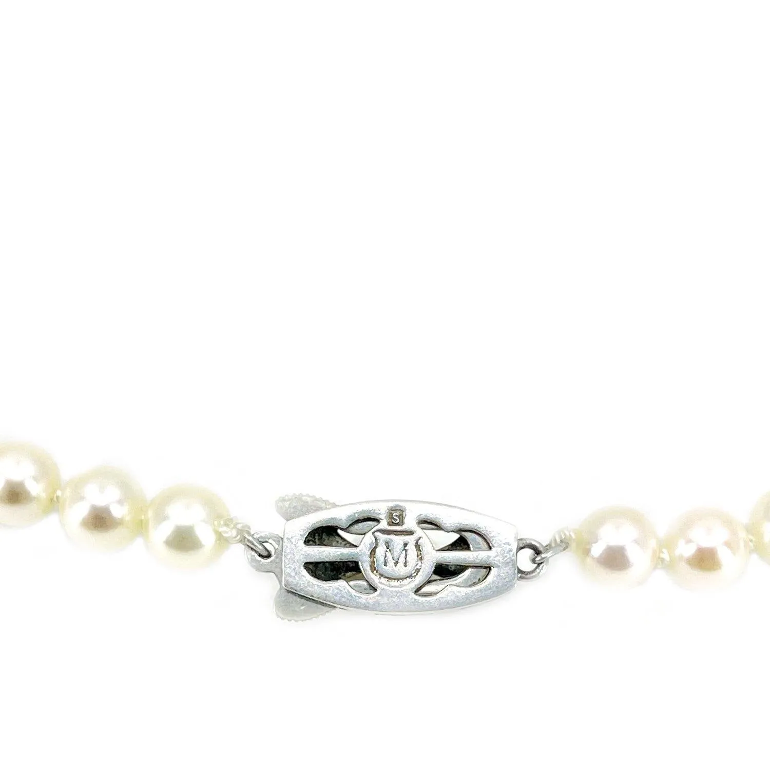 Mikimoto Japanese Cultured Akoya Pearl Strand With Box - Sterling Silver 16 Inch