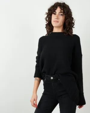 mila cashmere crew - black