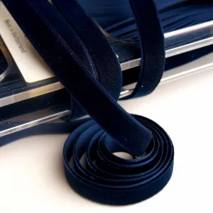 Navy Velvet Ribbon Vintage from Switzerland 9mm