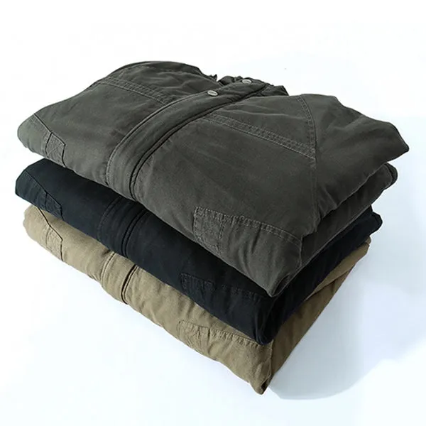 New Simple Cotton Hooded Long Men's Jacket