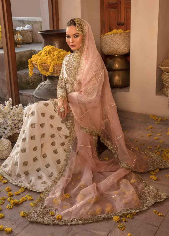 Off White Heavily Embroidered Pakistani Wedding Dress Kameez Sharara