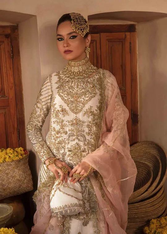 Off White Heavily Embroidered Pakistani Wedding Dress Kameez Sharara
