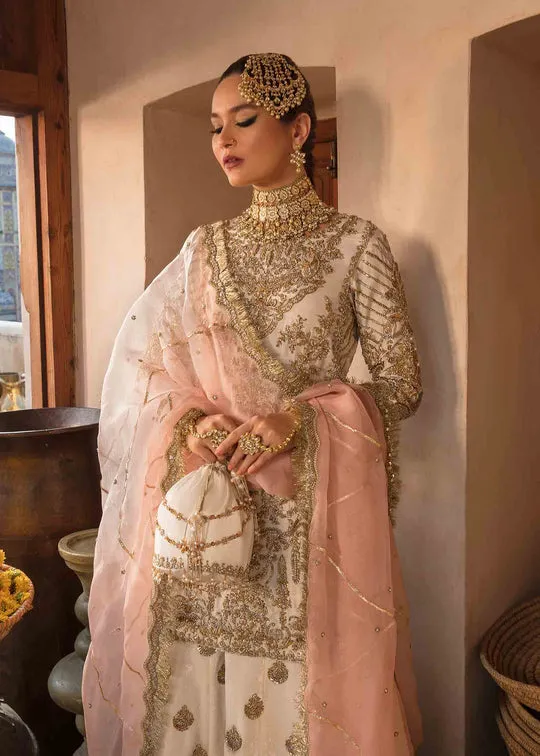 Off White Heavily Embroidered Pakistani Wedding Dress Kameez Sharara