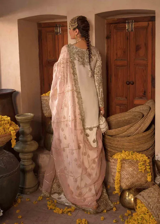 Off White Heavily Embroidered Pakistani Wedding Dress Kameez Sharara