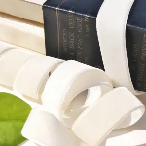 Off-White Velvet Ribbon Vintage from Switzerland 16mm