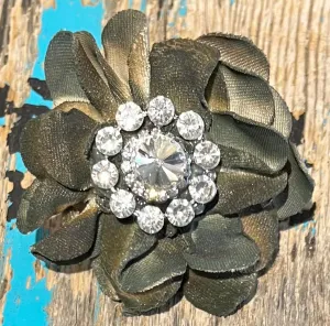 Olive Green Flower Scarf Slide