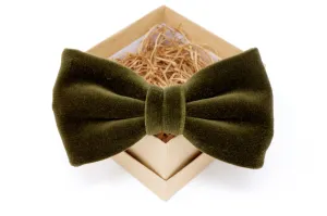 Olive Green Velvet Bow Tie