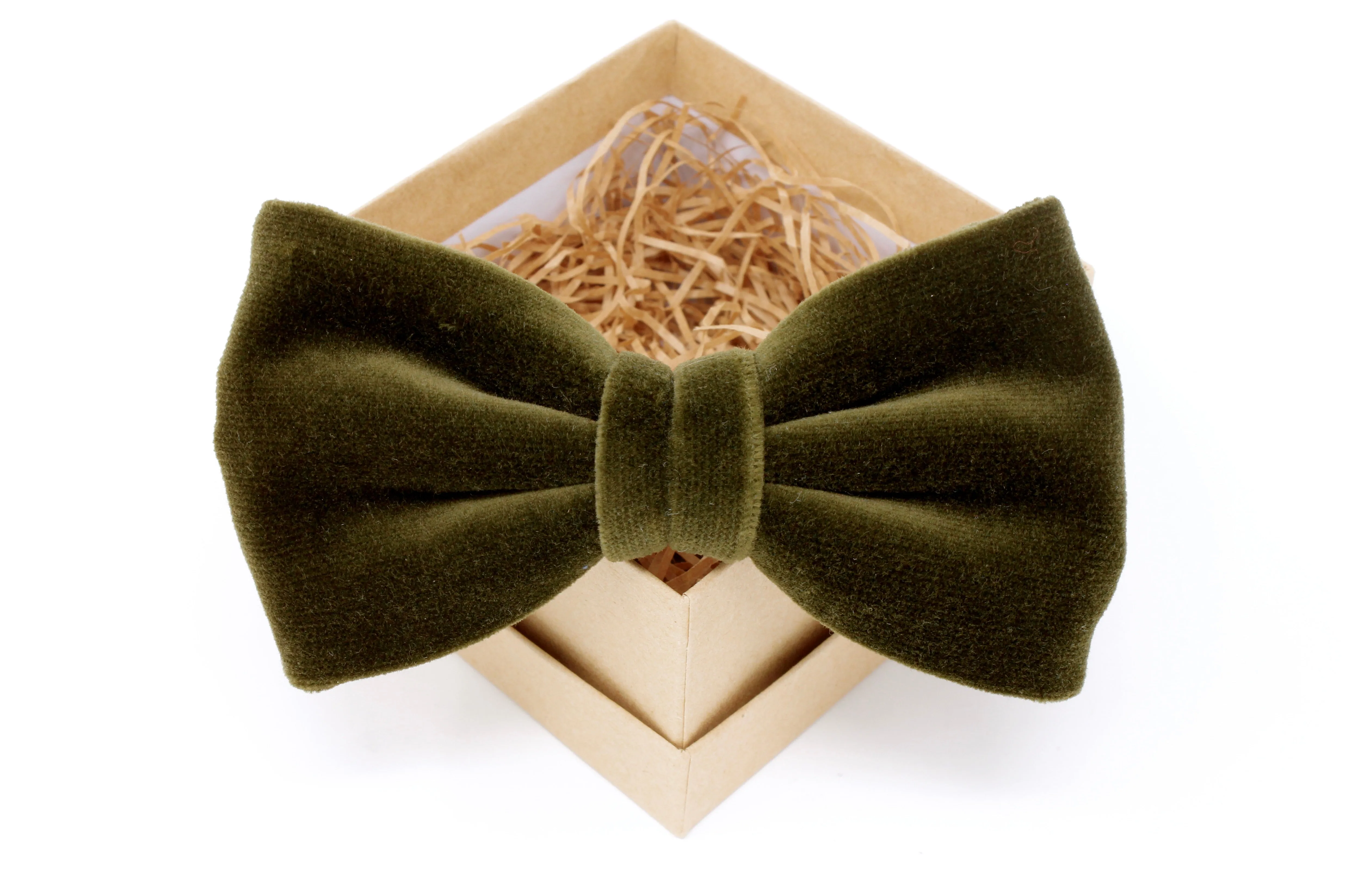 Olive Green Velvet Bow Tie