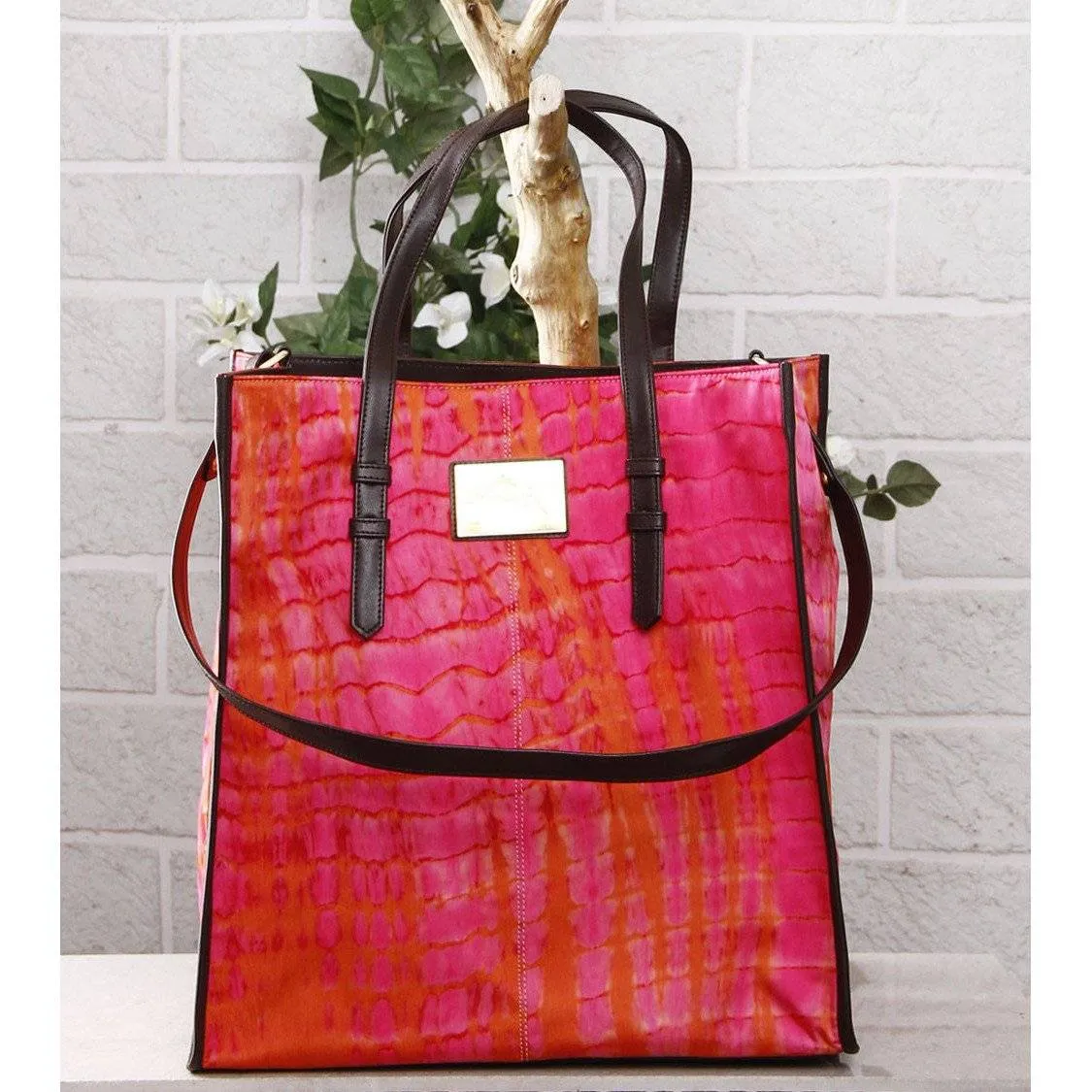 Orange & Pink Tie Dyed Cotton Tote Bag